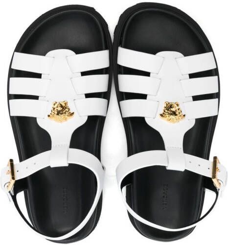 Versace Kids La Medusa strappy leather sandals White