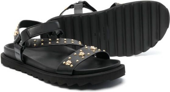 Versace Kids La Medusa studded leather sandals Black