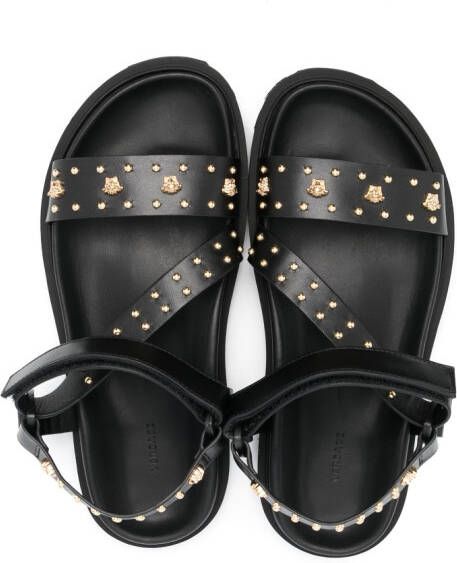 Versace Kids La Medusa studded leather sandals Black