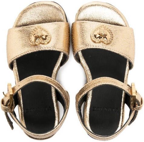 Versace Kids leather metallic finish sandals Gold