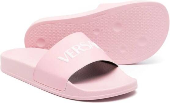 Versace Kids logo-embossed flip flops Pink