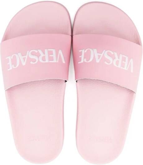 Versace Kids logo-embossed flip flops Pink