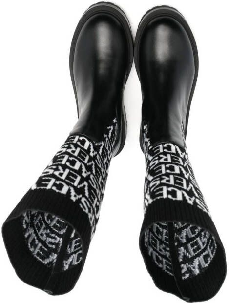 Versace Kids logo-jacquard tall boots Black