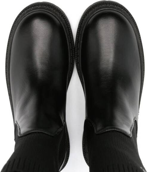 Versace Kids logo-print knee-high boots Black