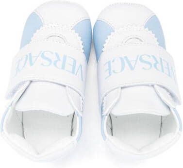 Versace Kids logo-print leather crib shoes White