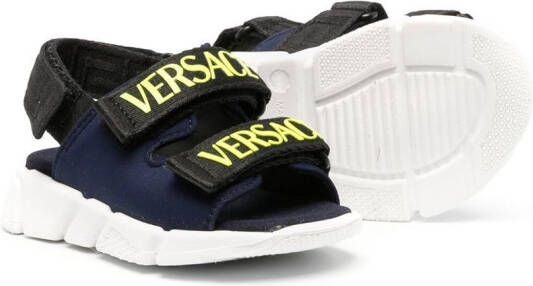 Versace Kids logo-print touch-strap sandals Blue