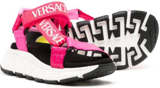 Versace Kids logo-print touch-strap sandals Pink
