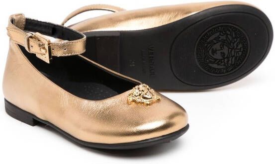 Versace Kids Medusa Head ballerina shoes Gold