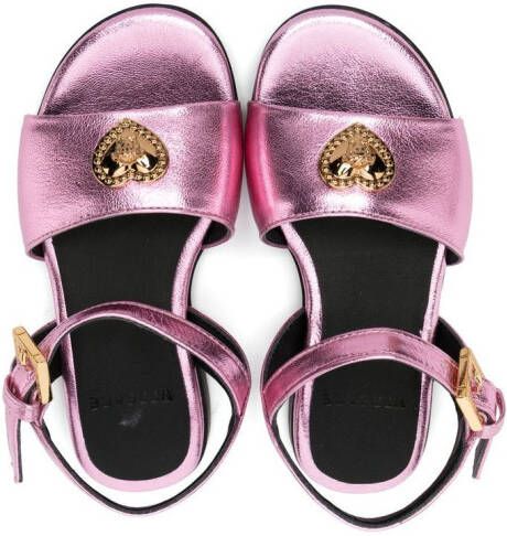 Versace Kids Medusa heart-plaque sandals Pink