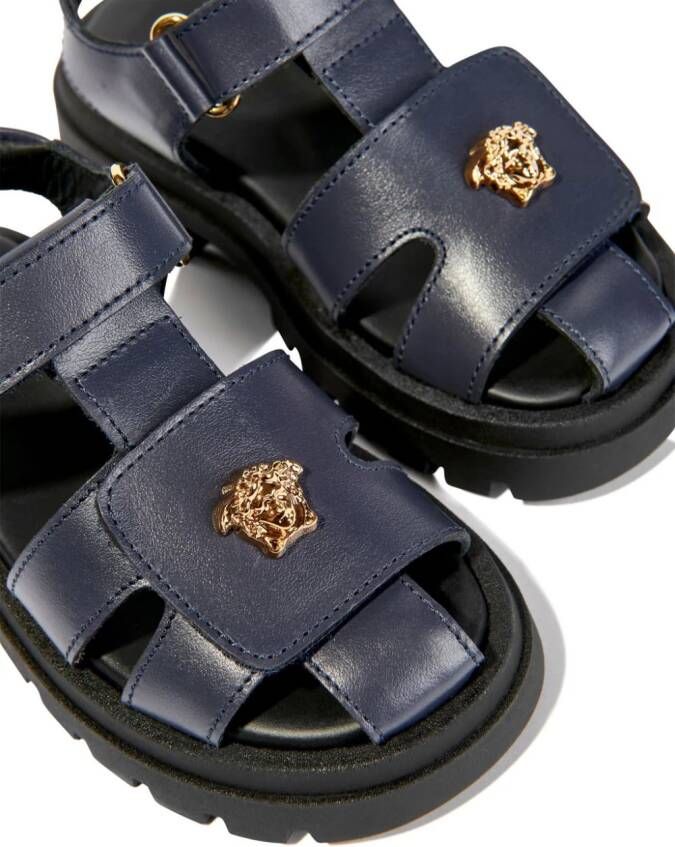Versace Kids Medusa leather caged sandals Blue