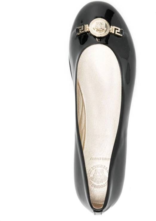 Versace Kids Medusa patent-leather ballerina shoes Black