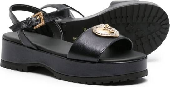 Versace Kids Medusa-plaque leather sandals Black