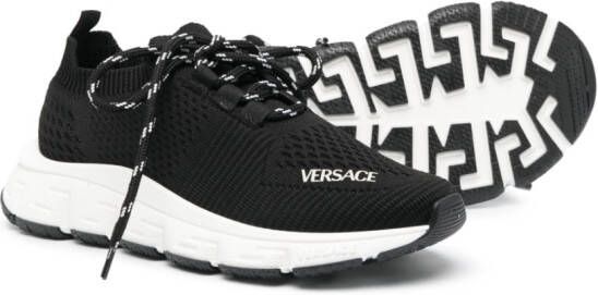 Versace Kids mesh lace-up sneakers Black