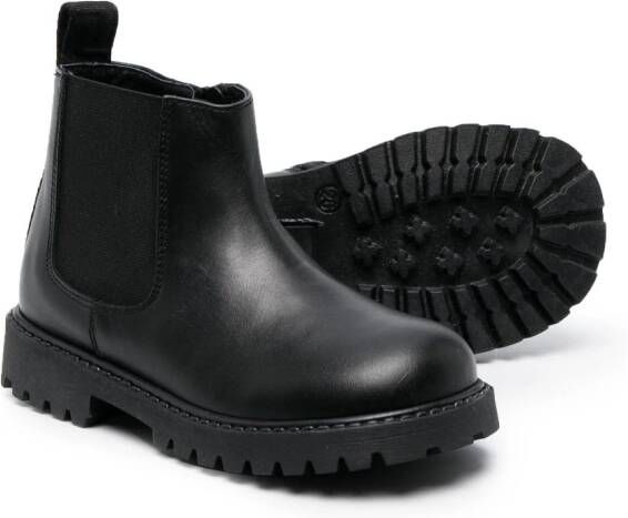 Versace Kids round-toe leather ankle boots Black