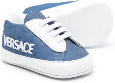 Versace Kids slip-on denim sneakers Blue