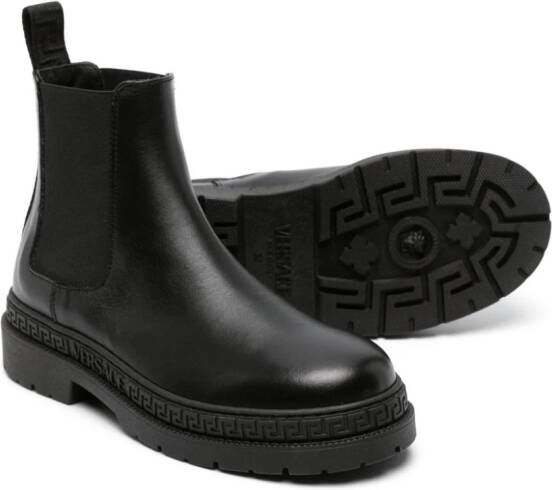 Versace Kids slip-on leather ankle boots Black