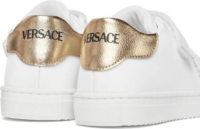 Versace Kids touch-strap leather sneakers White