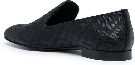 Versace La Greca metallic jacquard slippers Black