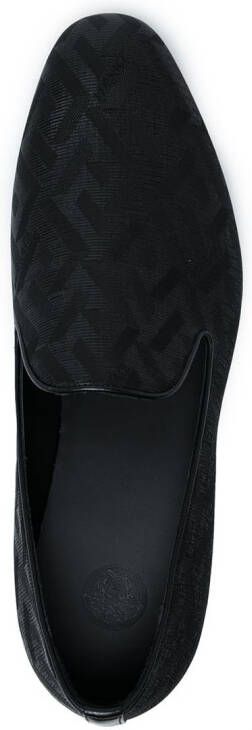 Versace La Greca metallic jacquard slippers Black