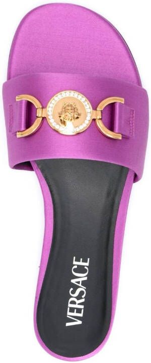 Versace Medusa '95 satin flat sandals Purple