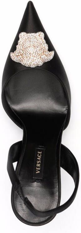 Versace La Medusa 105mm crystal-embellished slingback pumps Black