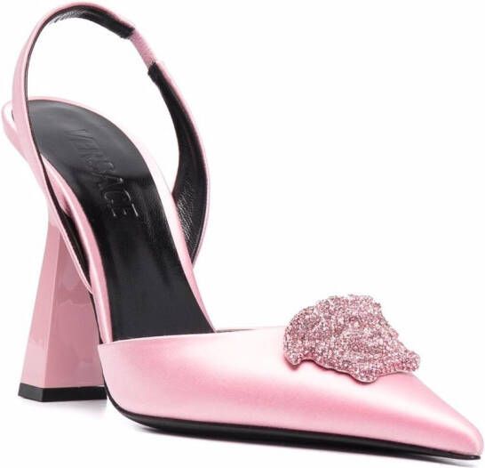 Versace La Medusa 105mm crystal-embellished slingback pumps Pink