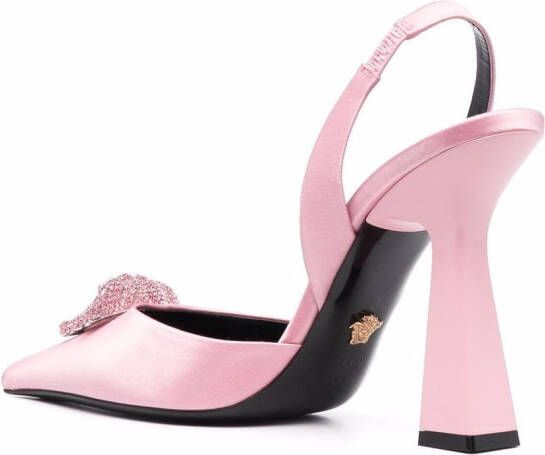 Versace La Medusa 105mm crystal-embellished slingback pumps Pink