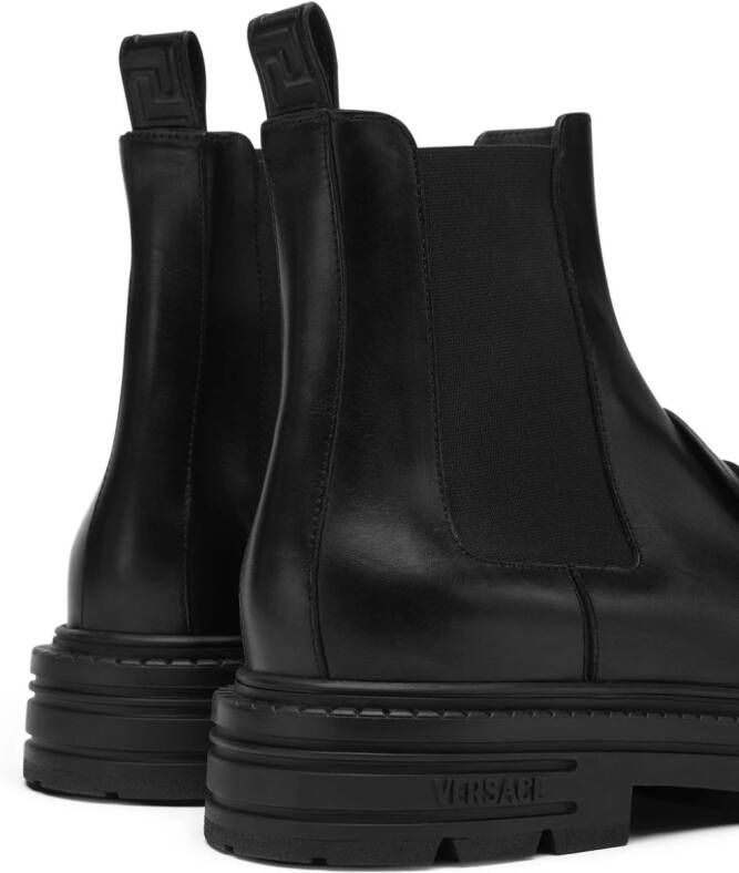 Versace Adriano leather loafer boots Black