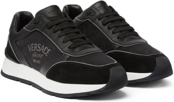 Versace logo-embroidered panelled sneakers Black