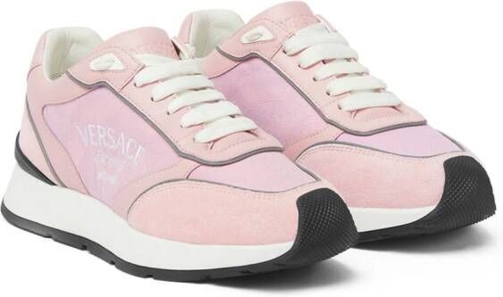 Versace logo-embroidered panelled sneakers Pink