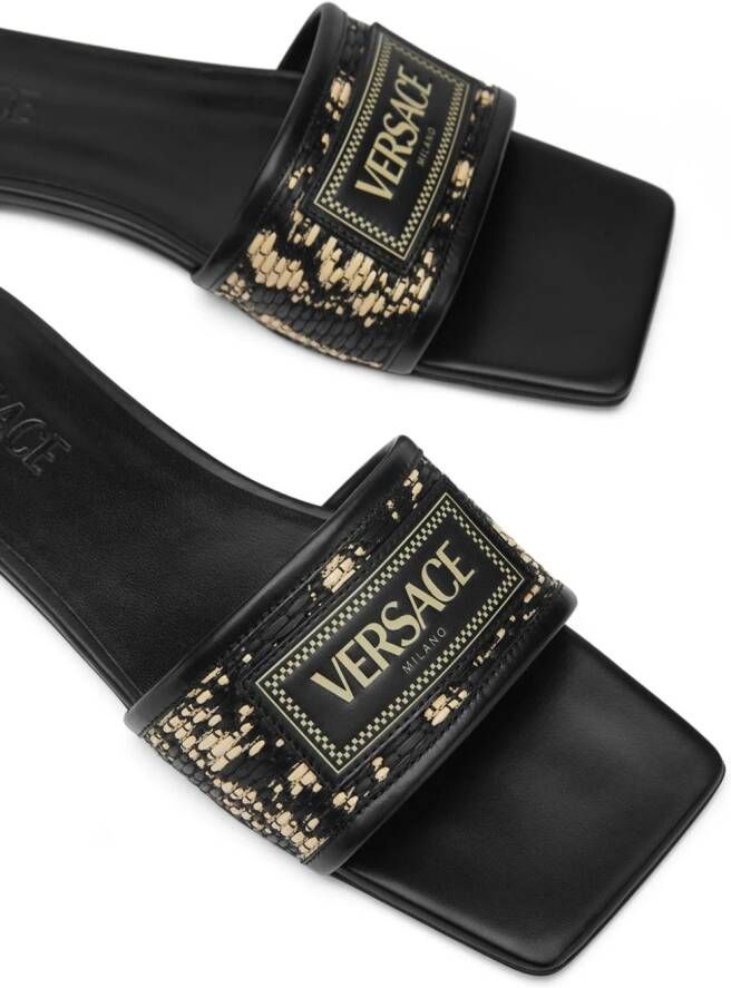 Versace logo-patch slides Black