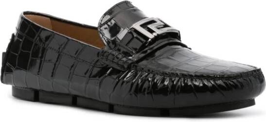 Versace logo-plaque crocodile-effect loafers Black