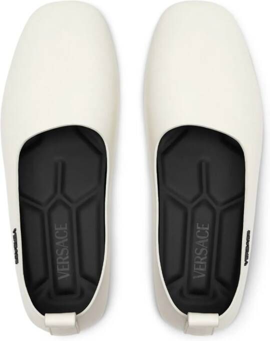 Versace Villa leather driver shoes White
