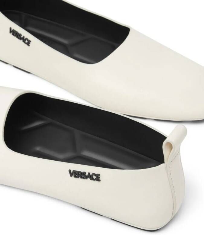 Versace Villa leather driver shoes White