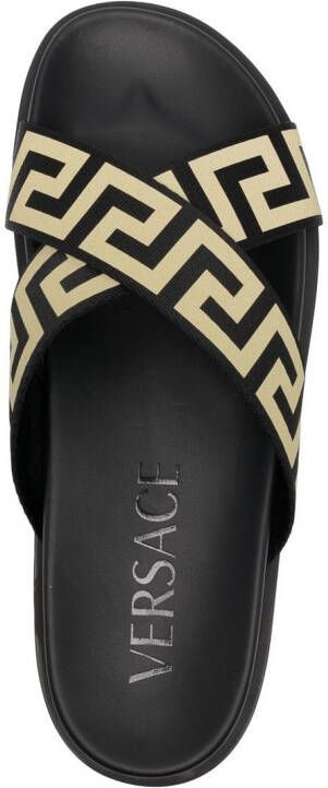 Versace logo-print open-toe slides Black