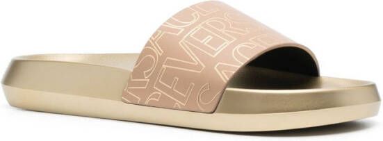 Versace Allover open-toe slides Gold