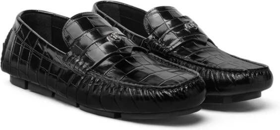 Versace Medusa crocodile-effect loafers Black