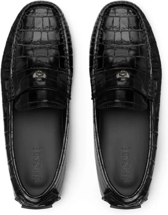 Versace Medusa crocodile-effect loafers Black
