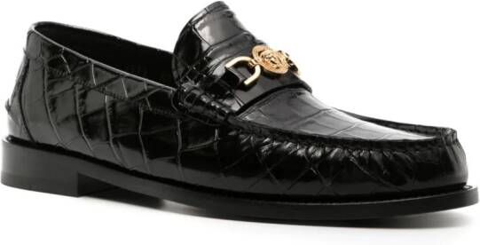 Versace Medusa crocodile-embossed leather loafers Black