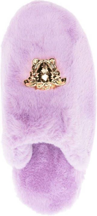 Versace Medusa faux-fur slippers Purple