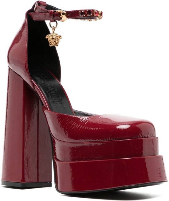 Versace Medusa Head charm platform sandals Red