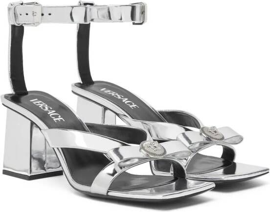 Versace Medusa Head metallic leather sandals Silver