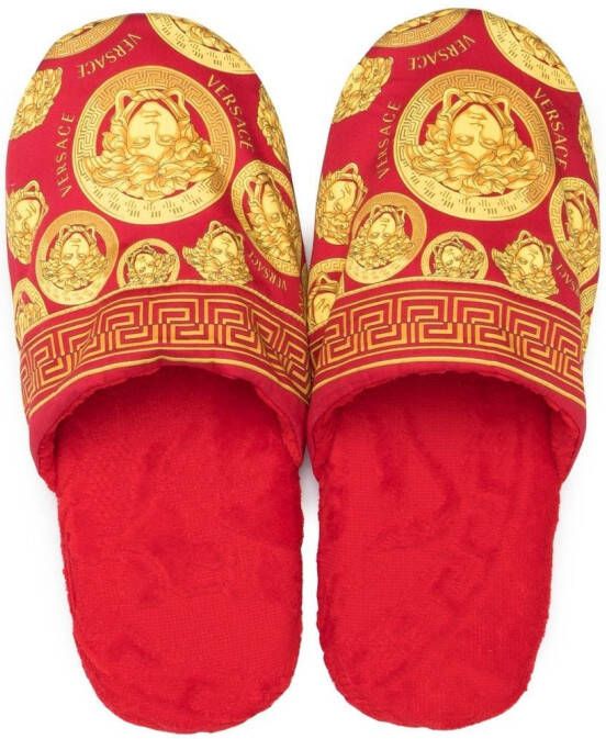 Versace Medusa Head motif slippers Red