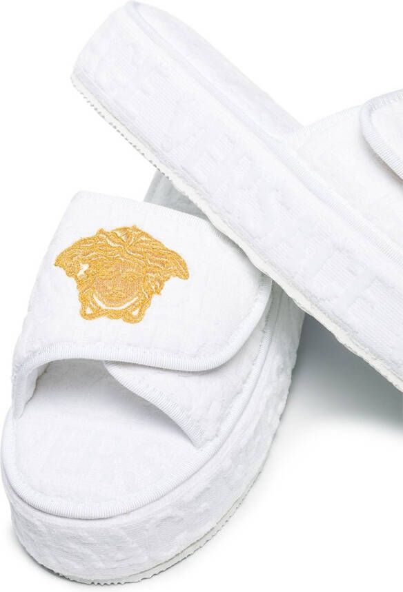 Versace Medusa Head platform slippers White