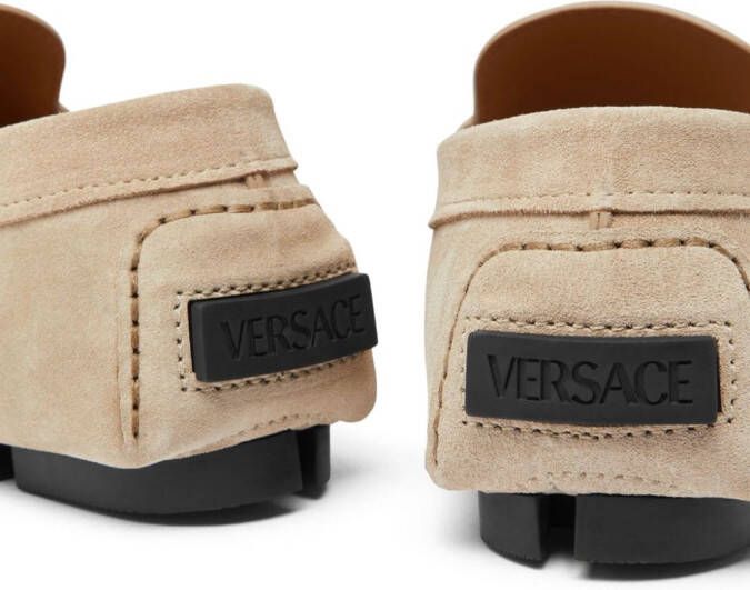 Versace Medusa Head suede loafers Neutrals