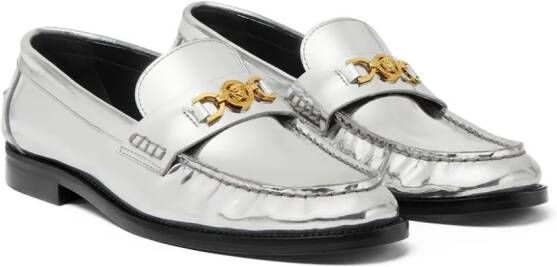 Versace Medusa metallic leather loafers Silver
