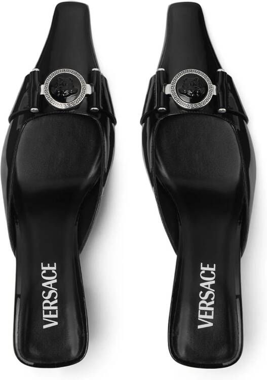 Versace Medusa patent-finish leather mules Black
