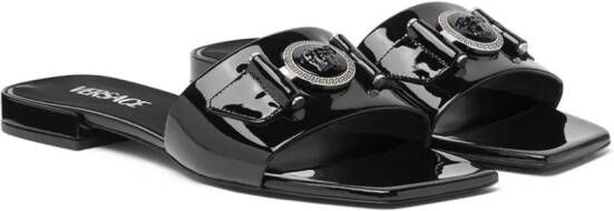 Versace Medusa patent-finish leather sandals Black