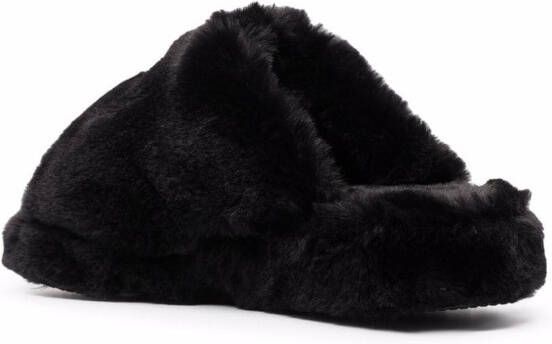 Versace Icon faux-fur slippers Black