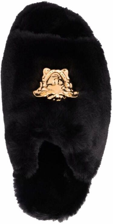 Versace Icon faux-fur slippers Black